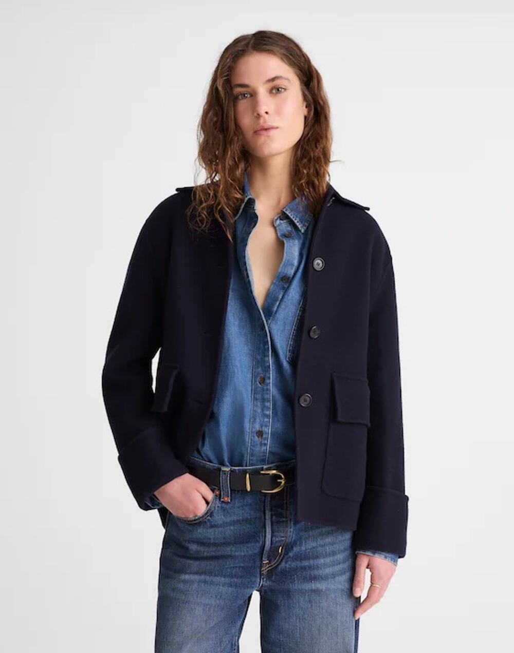 Madewell Double-Faced Chore Jacket in Italian Wool Blend Relaxed Navy Small NWT